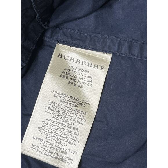 Burberry Brit Trench Coat Short Jacket Double Breast Belt Balmoral Blue Size 4 - Picture 9 of 10